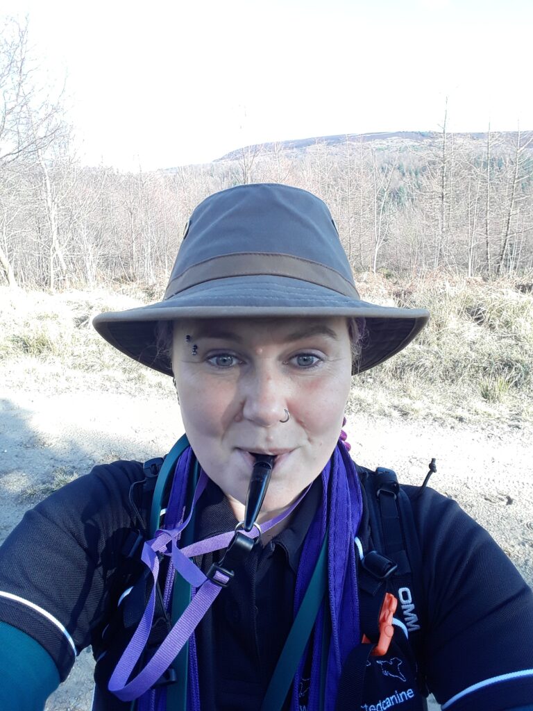 About Morag Heirs, Dog Behaviourist in York Morag headshot with whistle